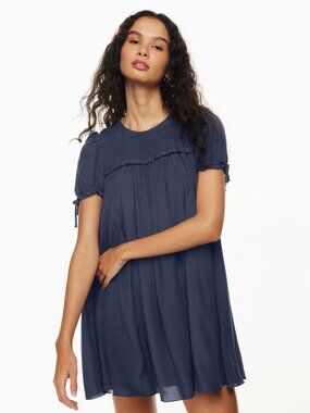 Aritzia Sunday Best Frolic Dress Smocked Babydoll Dress Navy Blue Size XS